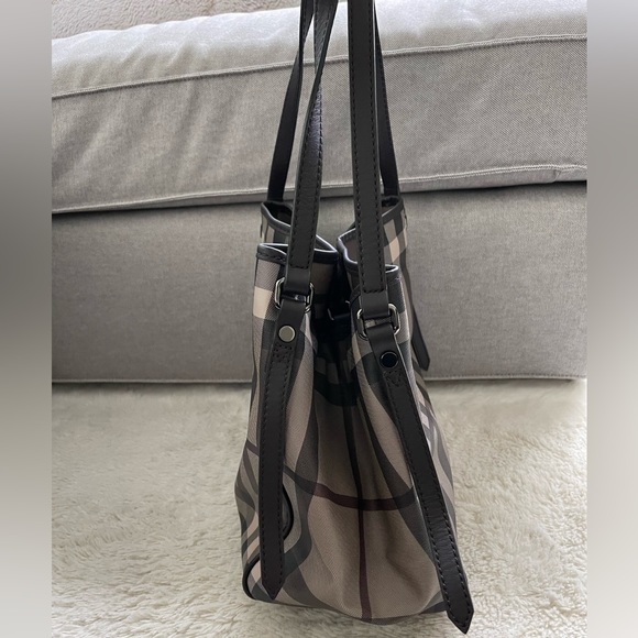 Burberry Canterbury Tote Smoked Check Coated Canvas with Pouch, NWOT - Picture 5 of 12